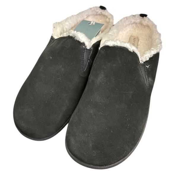 NIB Men\'s Dundee Suede Slipper, Size 8D, Black Sherpa Plush Revitalign main image 10